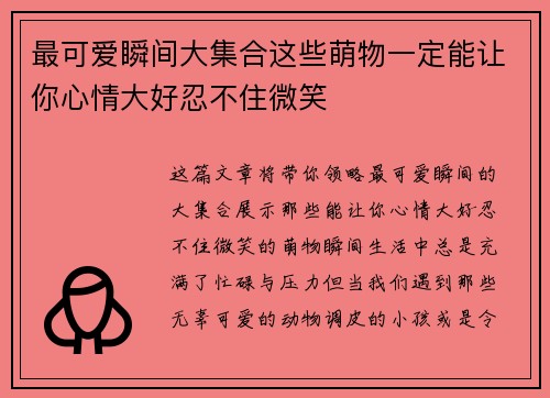 最可爱瞬间大集合这些萌物一定能让你心情大好忍不住微笑 最可爱瞬间大集合这些萌物一定能让你心情大好忍不住微笑